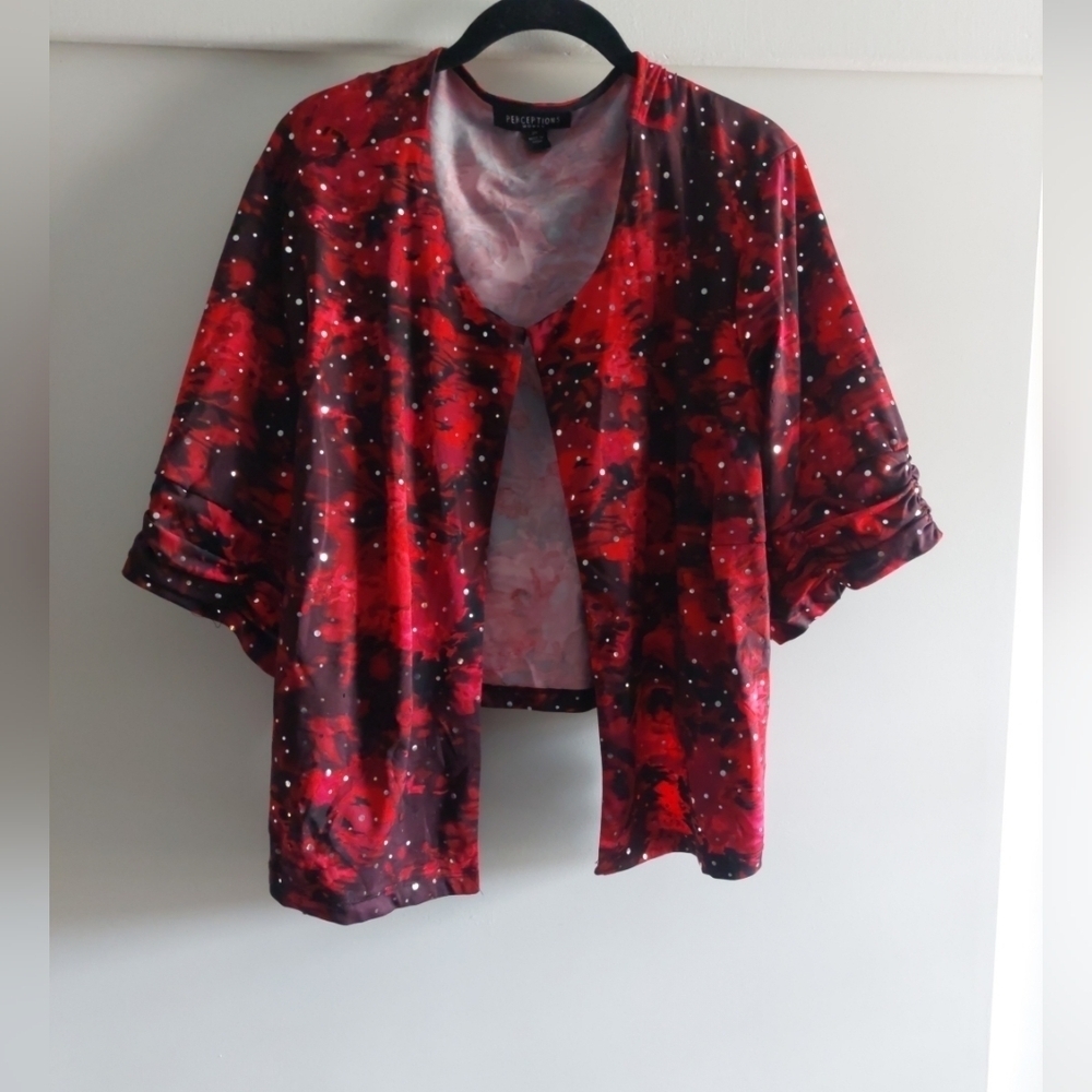 Vintage Perceptions Sequin floral Cardigan style blouse Whimsical Wedding Formal